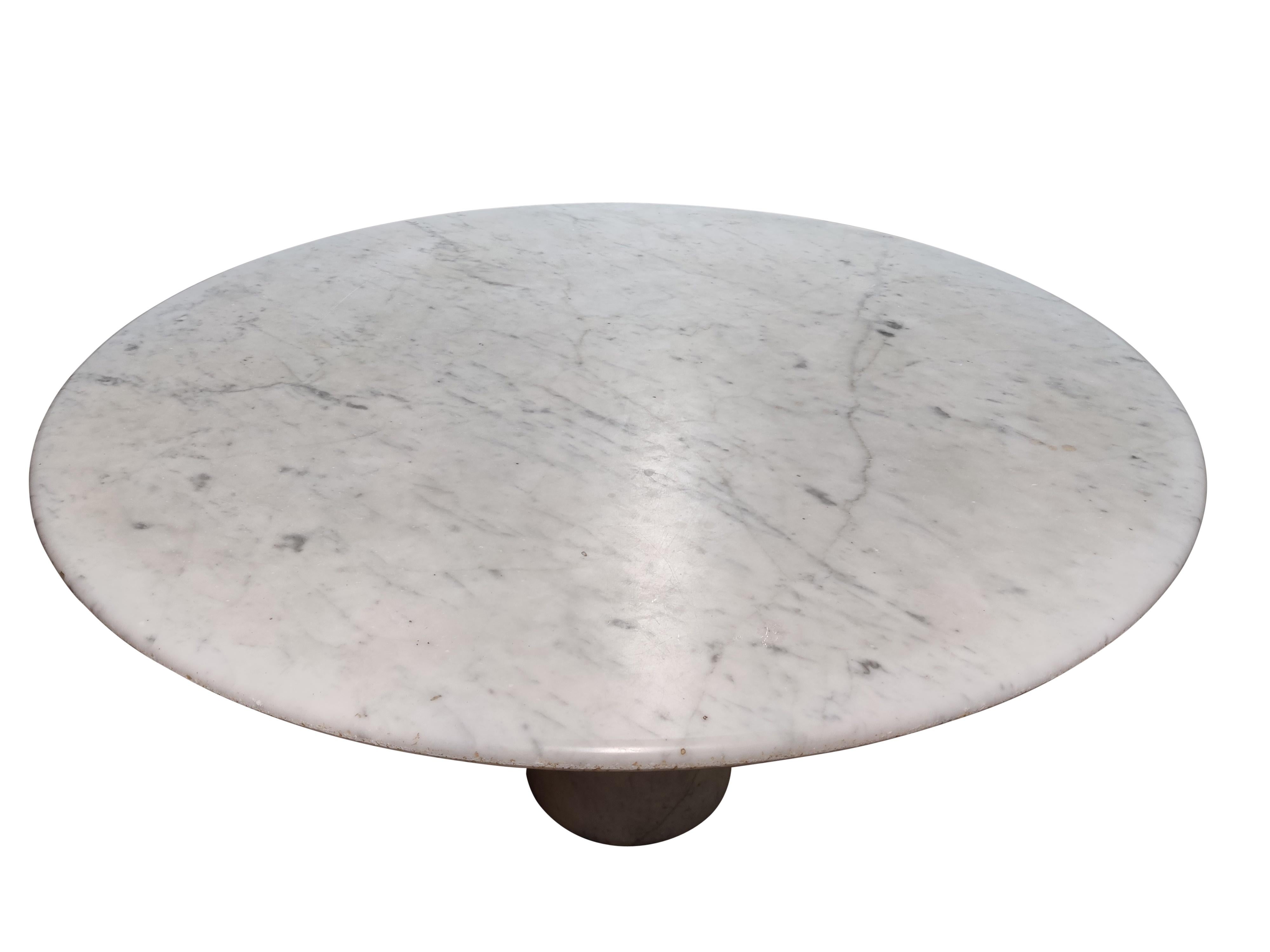 Round carrara marble dining table by Angelo Mangiarotti, 1970s 3