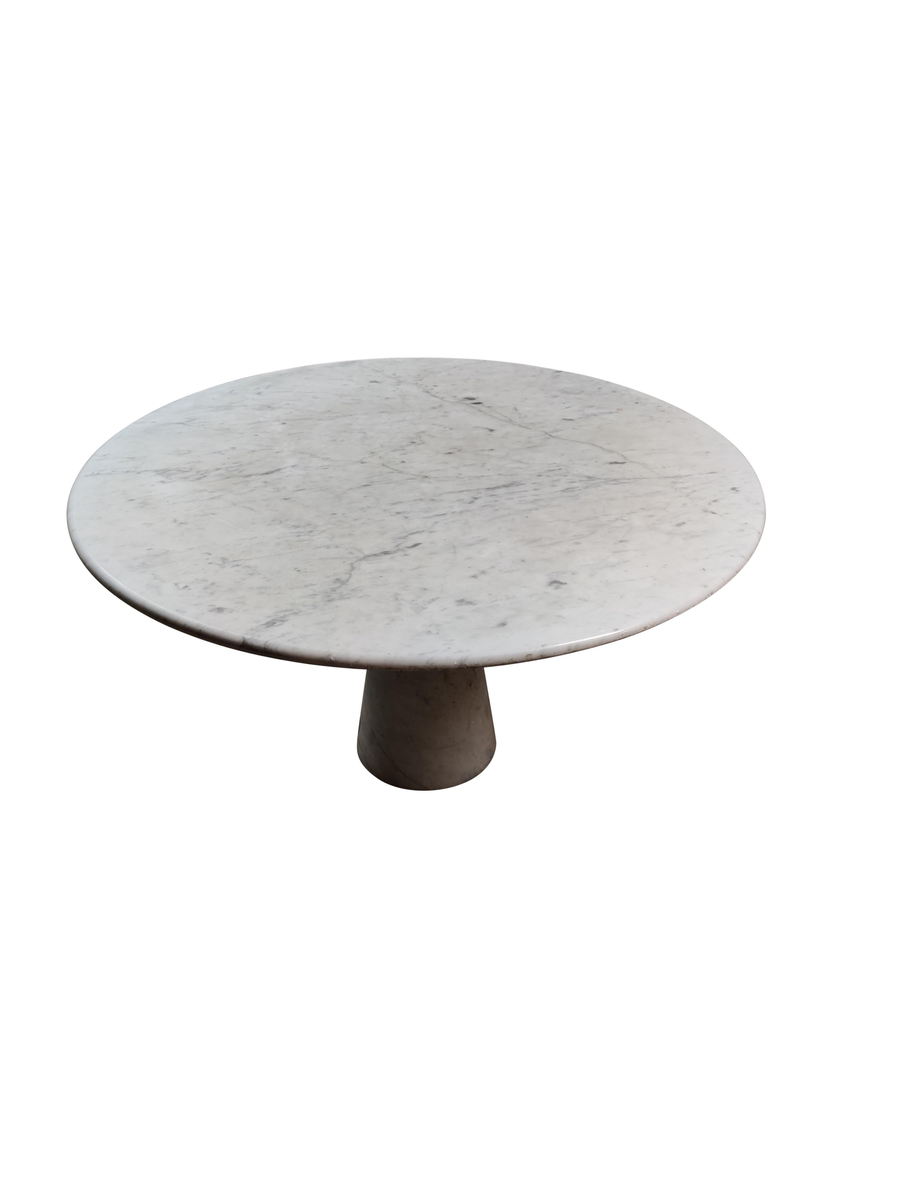 Round carrara marble dining table by Angelo Mangiarotti, 1970s 2