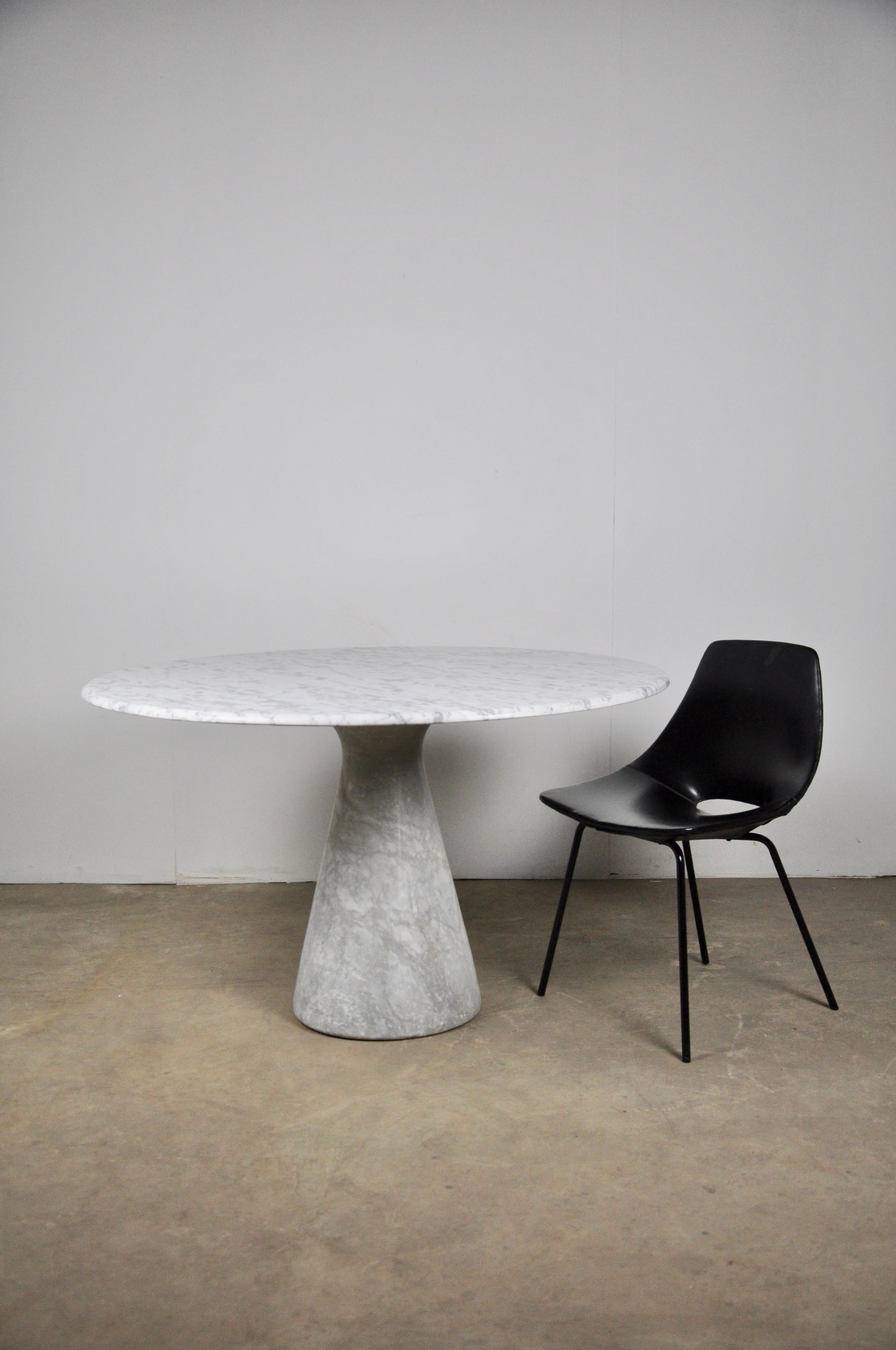Mid-Century Modern Round Carrara Marble Dining Table by Angelo Mangiarotti, 1970s