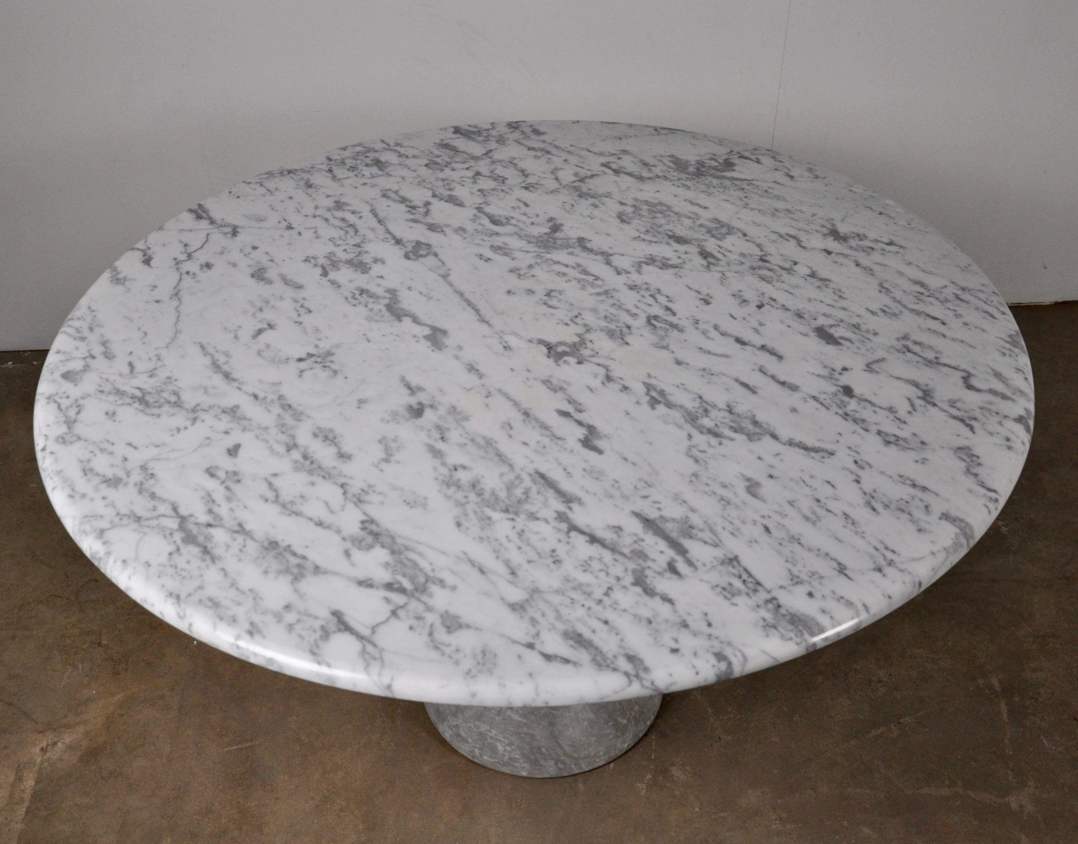 Round Carrara Marble Dining Table by Angelo Mangiarotti, 1970s 3