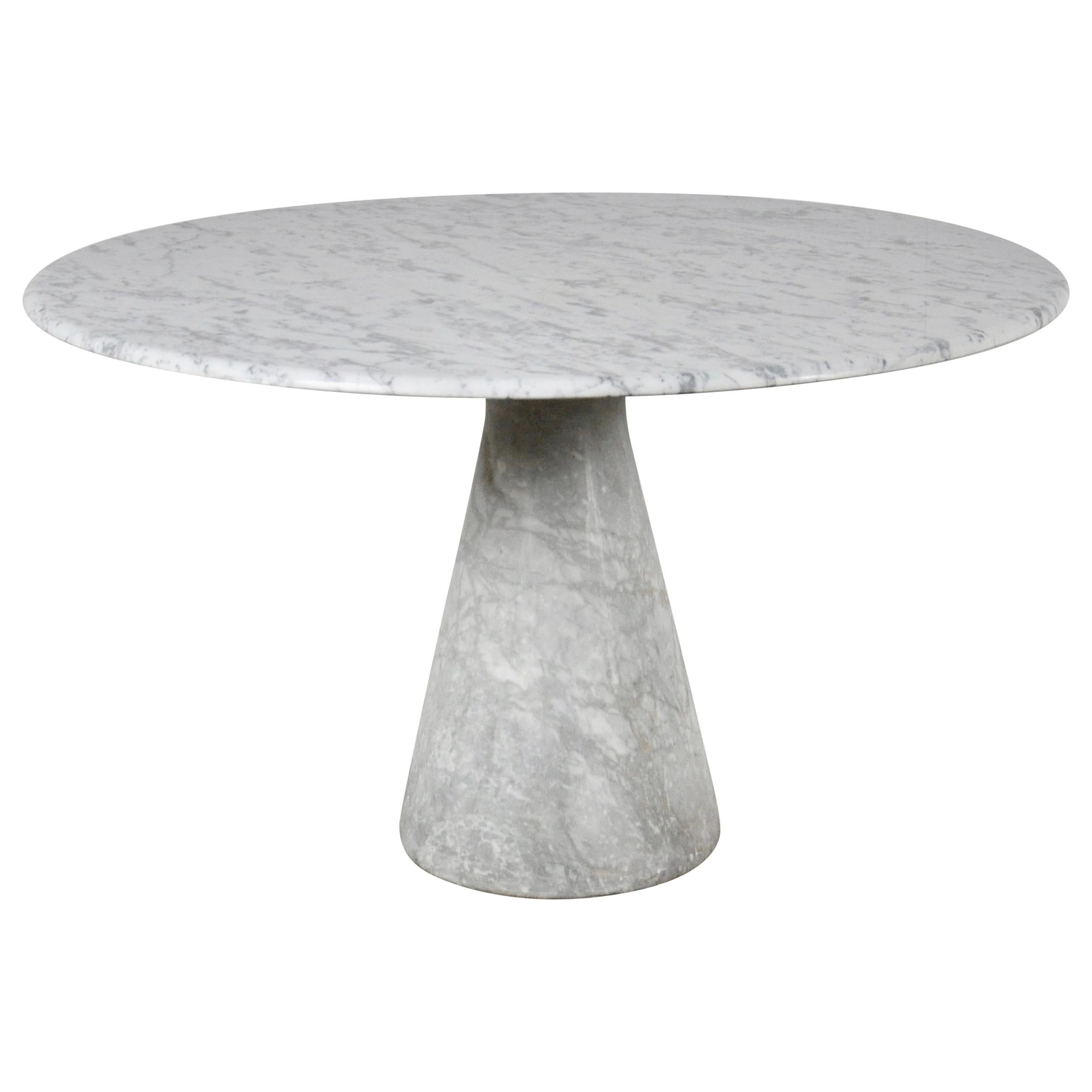Round Carrara Marble Dining Table by Angelo Mangiarotti, 1970s