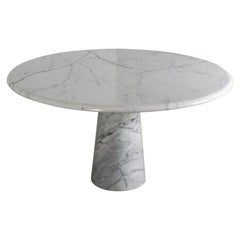 Table à manger ronde à piédestal en marbre de Carrare:: Italie:: 1970