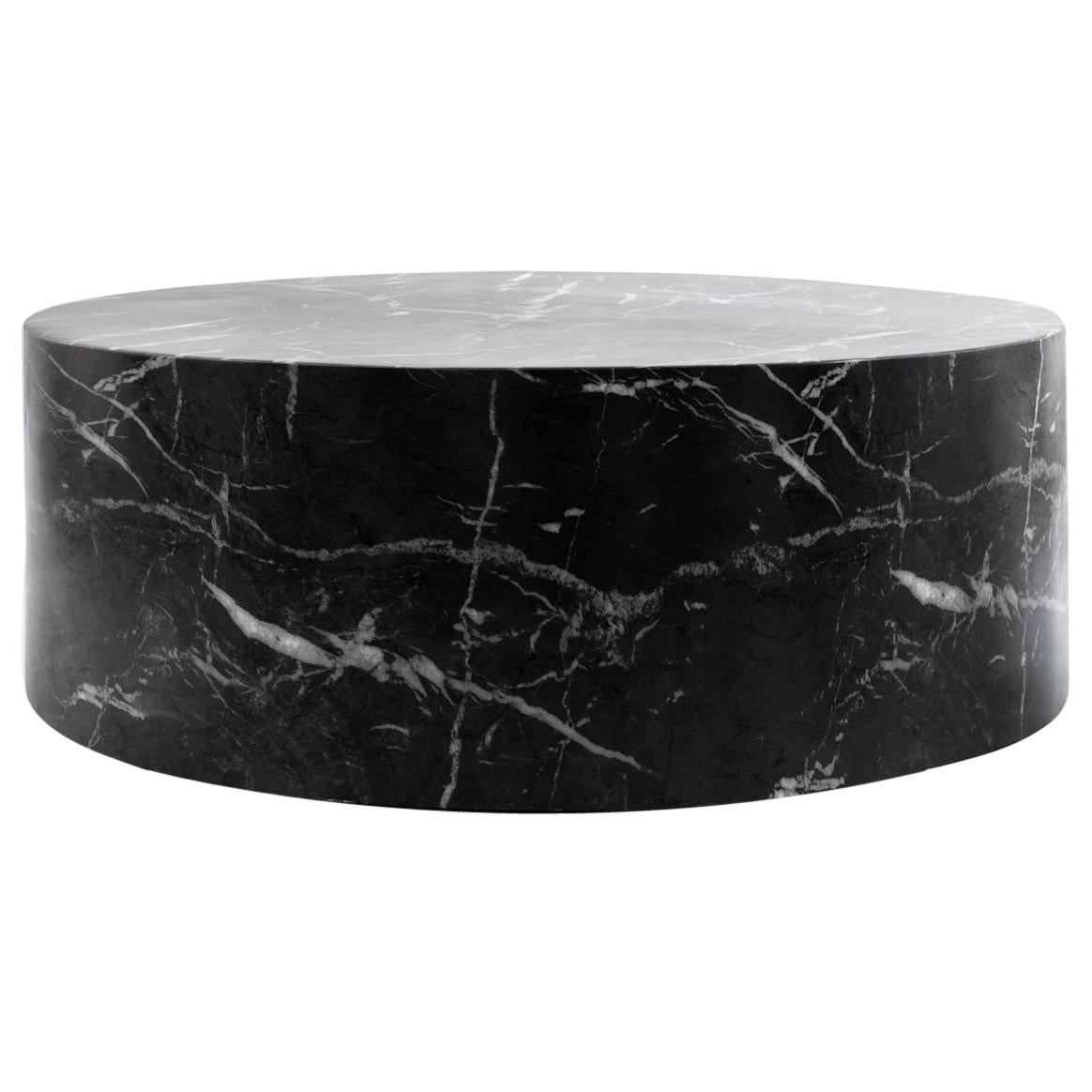 Round Carrera Marble Coffee Table in Black
