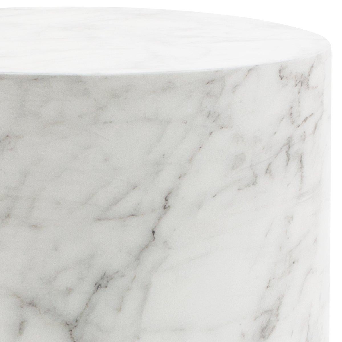 Stunning round coffee table in Carrera marble with a smooth, satin polished finish.