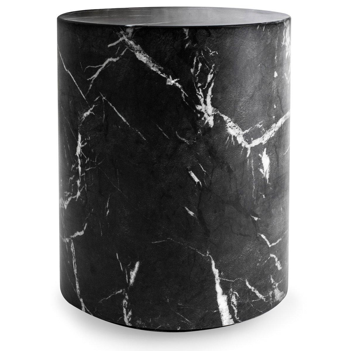 Stunning round side table in Carrera marble with a smooth, satin polished finish.