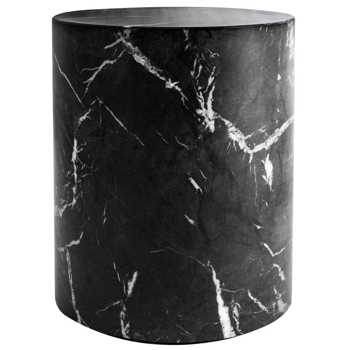 Round Carrera Marble Side Table in Black