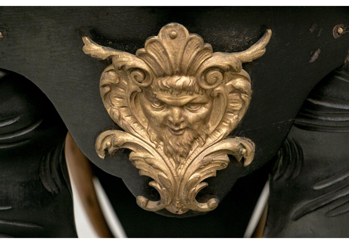 Round Carved Elephant Head Ebonized Pedestal Table For Sale 7