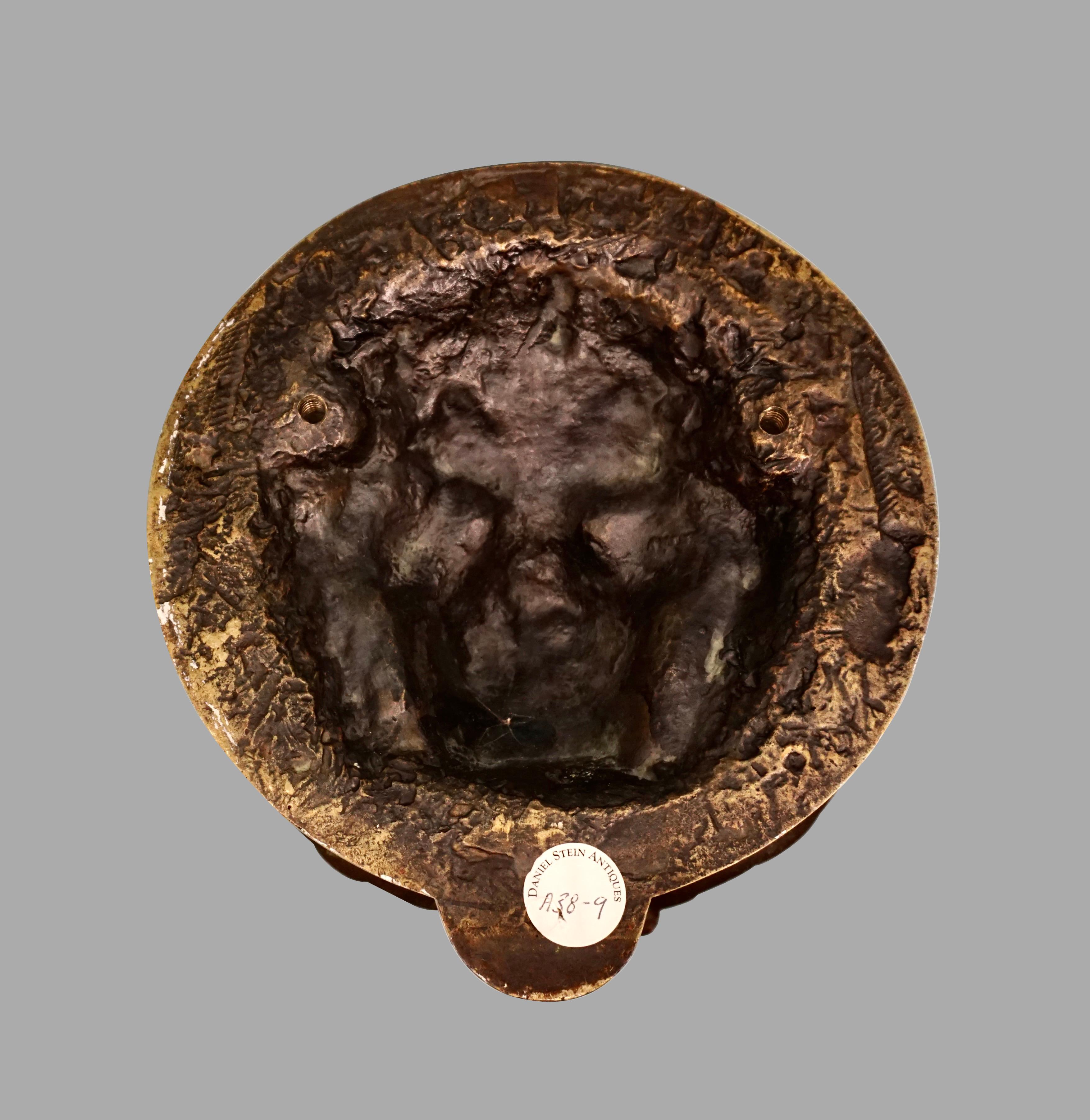 Neoclassical Revival Round Cast Bronze Door Knocker in the Form of Lion's Head