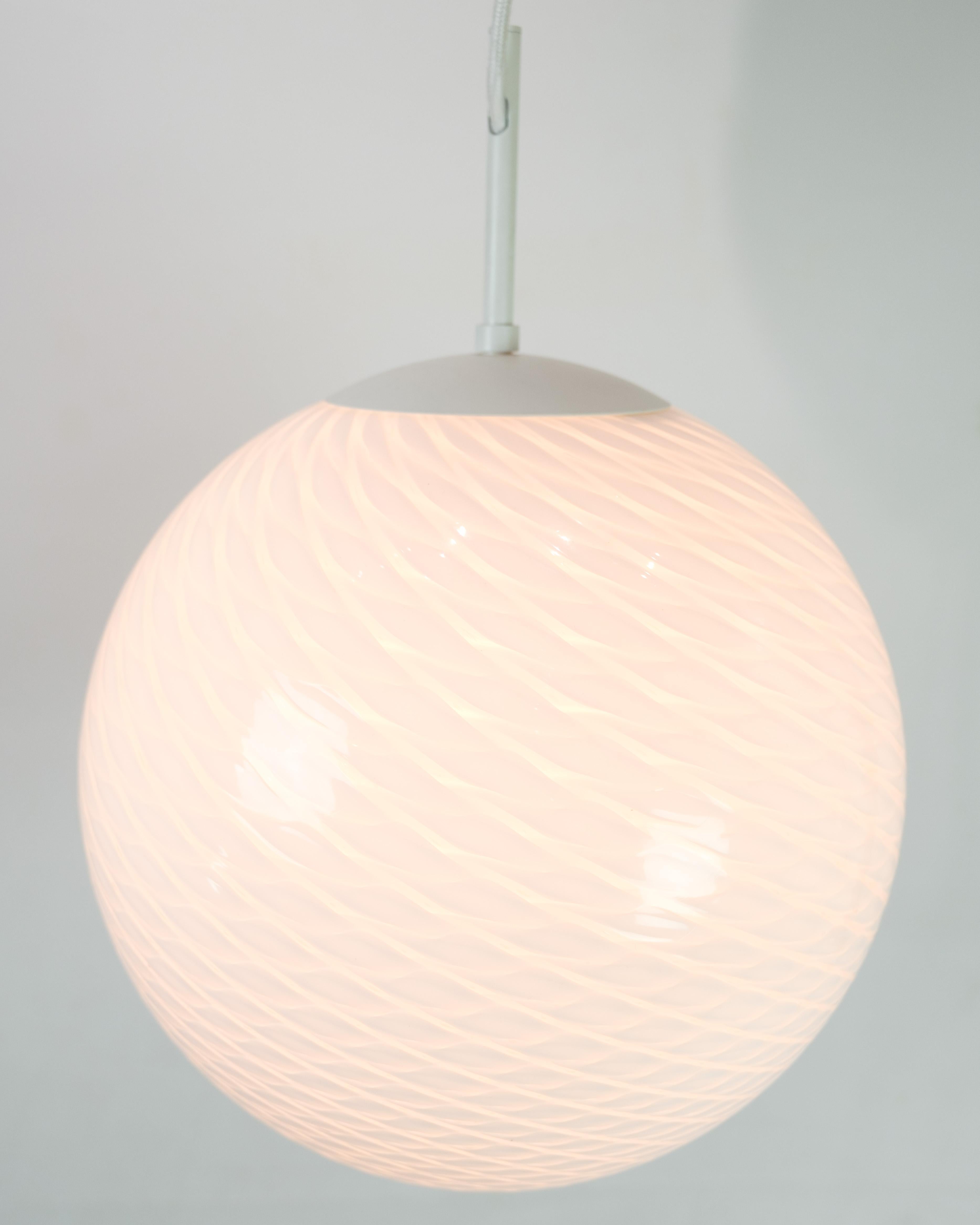 Italian Round Ceiling Lamp Made In Verano Italien Glass
