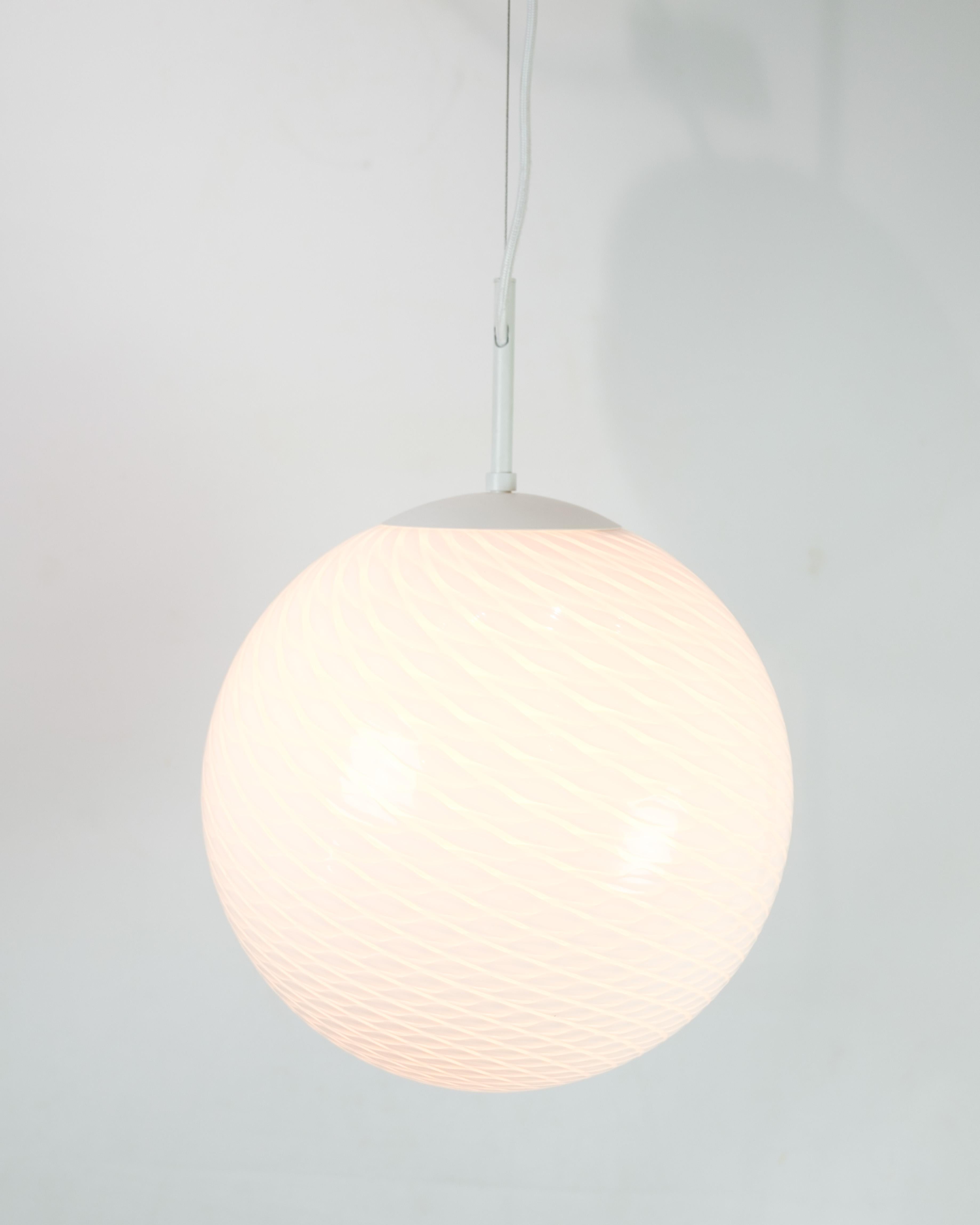 Round Ceiling Lamp Made In Verano Italien Glass In Good Condition In Lejre, DK