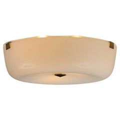 Round ceiling light in white opaline and brass from the 70s