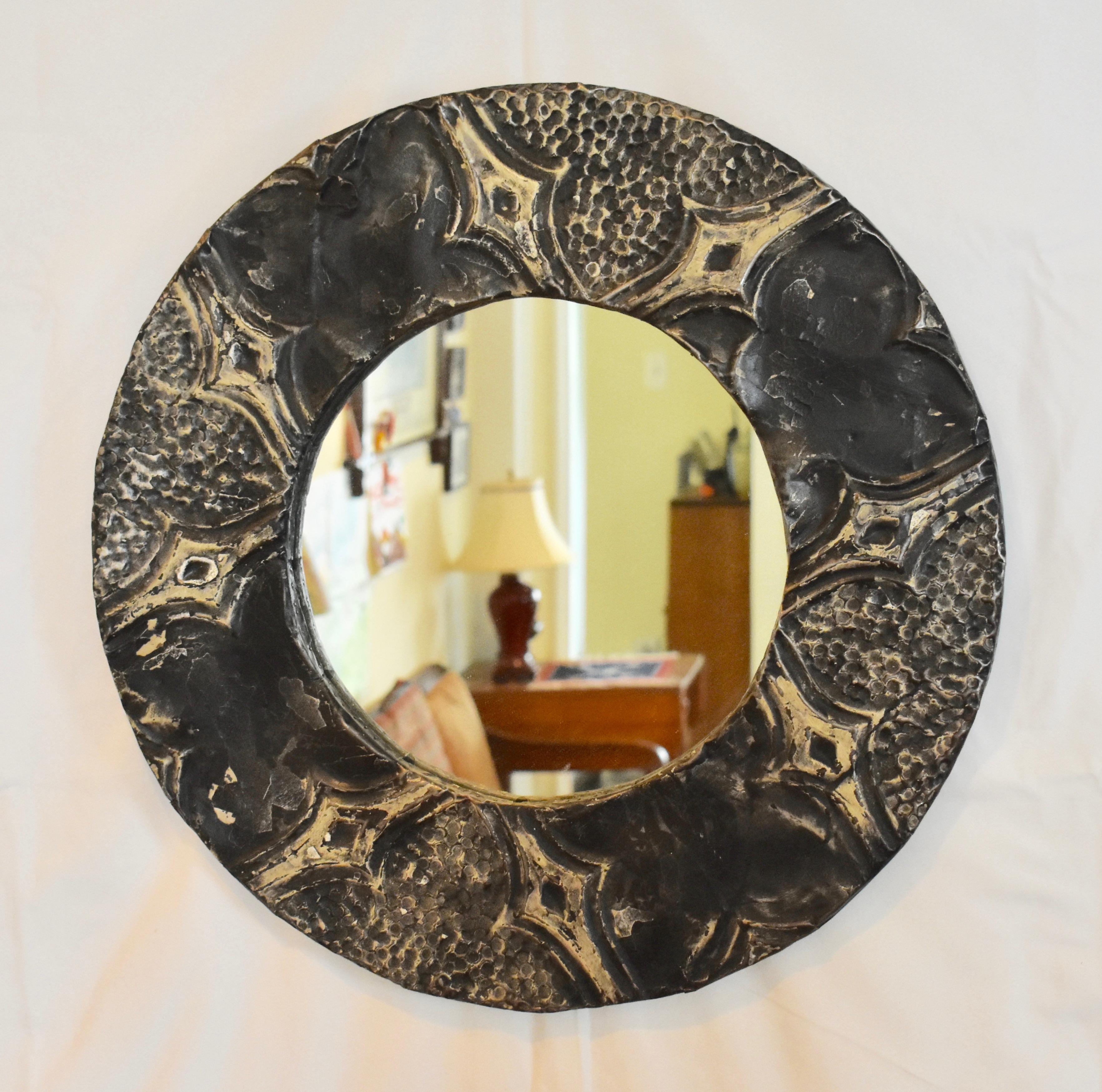 American Round Ceiling Tin-Framed Wall Mirror