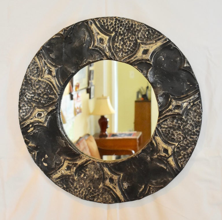 Round Ceiling TinFramed Wall Mirror at 1stDibs
