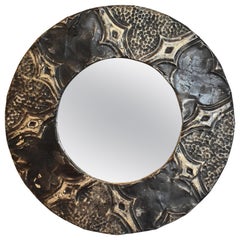 Used Round Ceiling Tin-Framed Wall Mirror