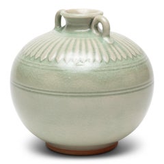 Round Celadon Chrysanthemum Jar