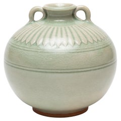 Jarre ronde en chrysanthème céladon