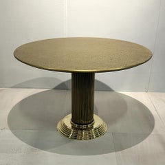 Round Center of Dining Table on Brass with Relief Top, Europe, 1970s