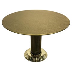 Round Center of Dining Table on Brass with Relief Top, Europe, 1970s