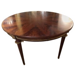 Round Center Table/Dining Table Mahogany Gilt Bronze Mounts in Louis XVI Style