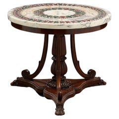 Round Center Table in Breccia's Marble with Inserts