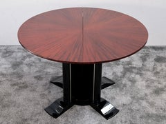 Round Center Table or Extendable Art Deco Dining Table, High Gloss, France 1930s