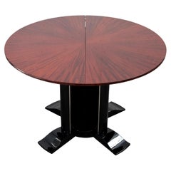Round Center Table or Extendable Art Deco Dining Table, High Gloss, France 1930s