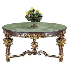 Table centrale ronde avec plateau en onyx vert et finition en noyer par Greene & Greene Luxury