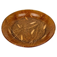 Round Centerpiece Plate in Acrylic with Ears of Wheat Inclusions, Italy 1970s