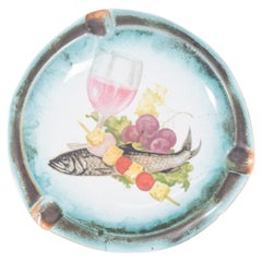 Round Ceramic Ashtray Polychrome Decoration