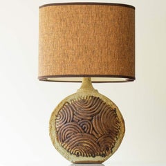 Round Ceramic B. Rooke Table Lamp, New Lampshade by R. Houben, 1970