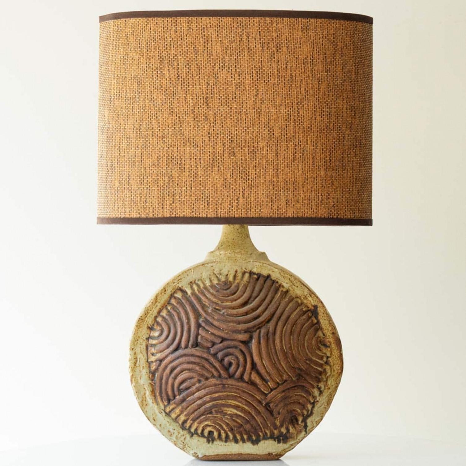 Ceramica Round Ceramic B. Rooke Table Lamp, New Lampshade by R. Houben, 1970 in vendita
