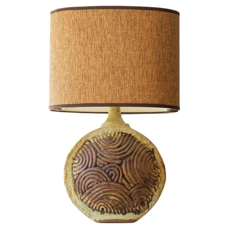 Lampe de table ronde en céramique B. Rooke, nouvel abat-jour de R. Houben, 1970