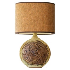 Round Ceramic B. Rooke Table Lamp, New Lampshade by R. Houben, 1970
