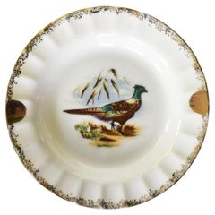 Vintage Round Ceramic Gold Pheasant Ashtray or Trinket Dish, Yoko Boeki Japan