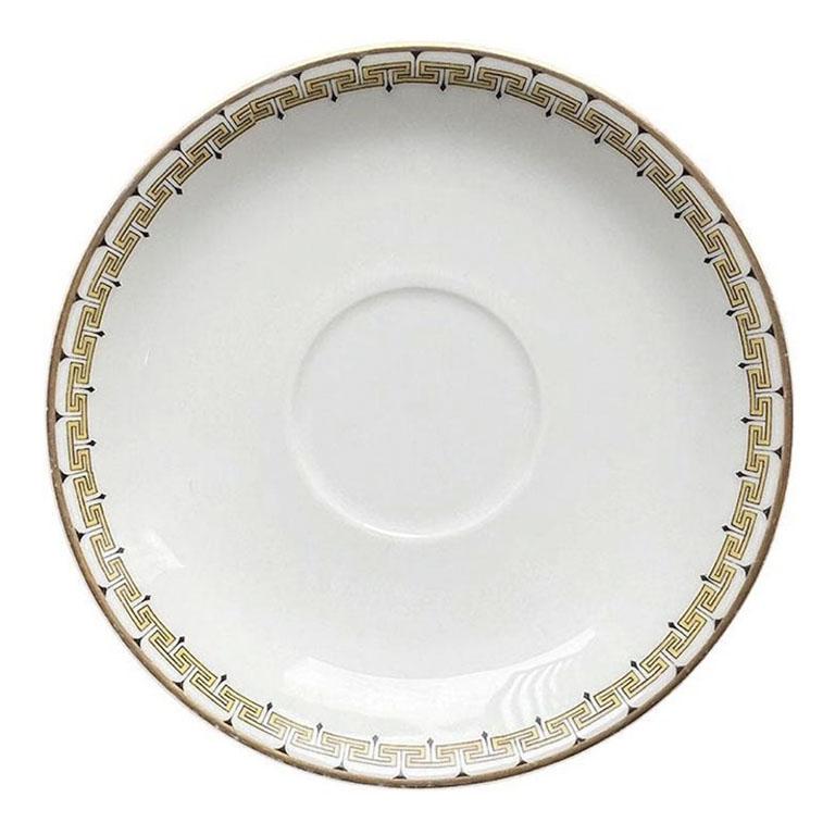 Round Ceramic Greek Key Trinket or Change Dish - Haviland & Co. Limoges France For Sale