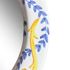 Round Ceramic Hand Painted Portugese Mirror by Jay Willfred for Andrea Sadek