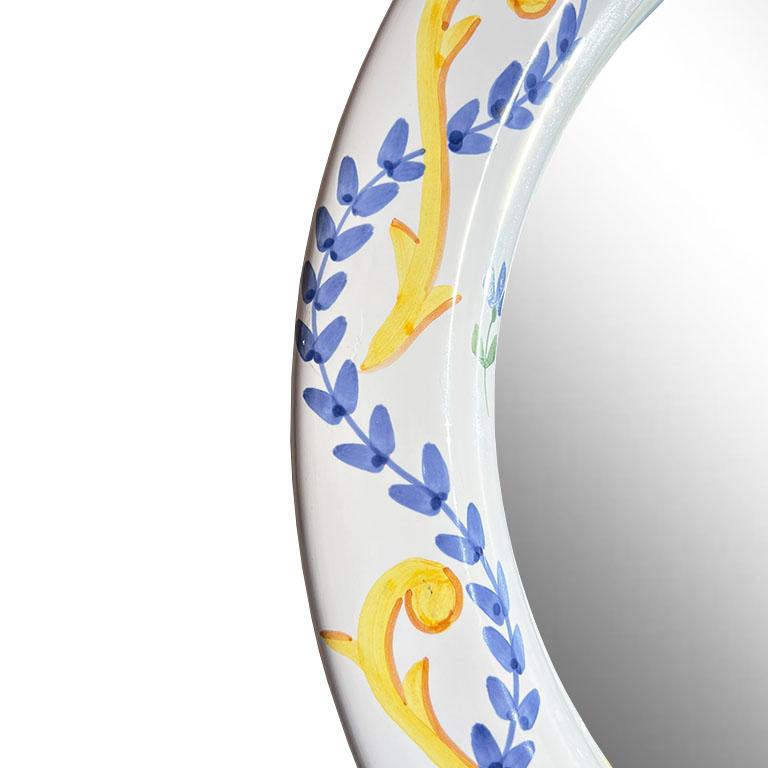 Miroir portugais peint à la main par Jay Willfred pour Andrea Sadek Excellent état - En vente à Oklahoma City, OK