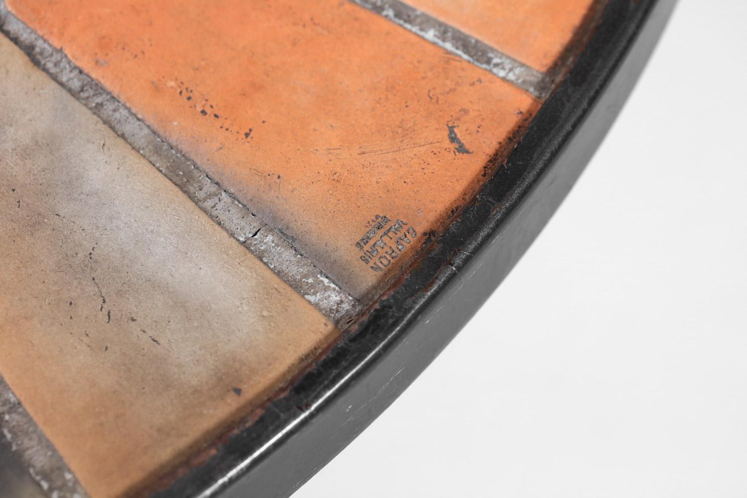 Runder Couchtisch aus Keramik herbarium von Roger Capron, Französische Vallauris (Metall) im Angebot