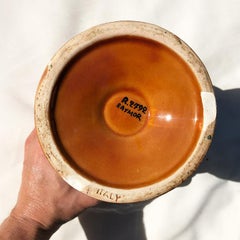 Round Ceramic Midcentury Vase by Raymor or Fantoni in Black and Orange Italy