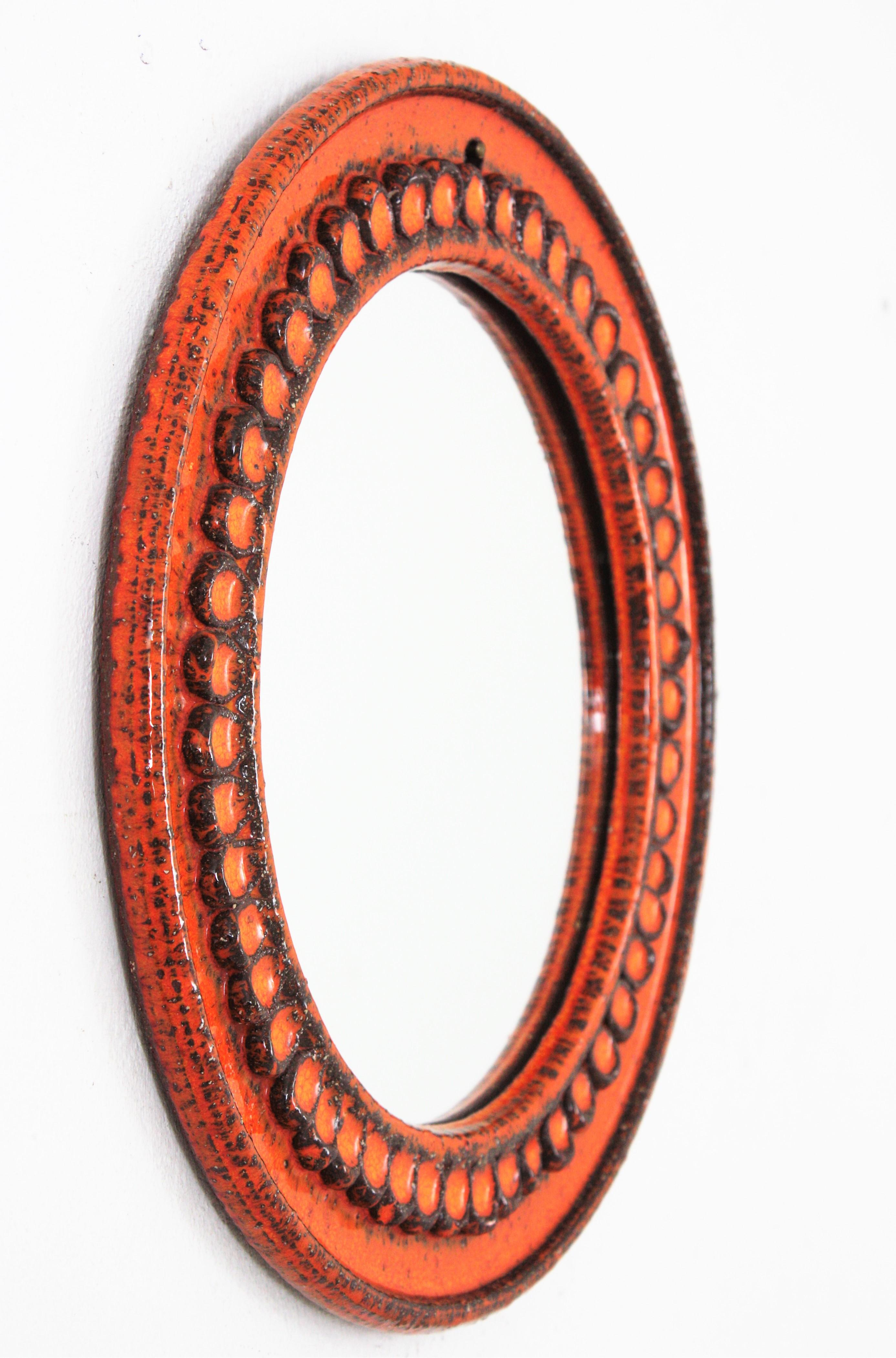 German Round Ceramic Mirror by Villeroy & Boch For Sale