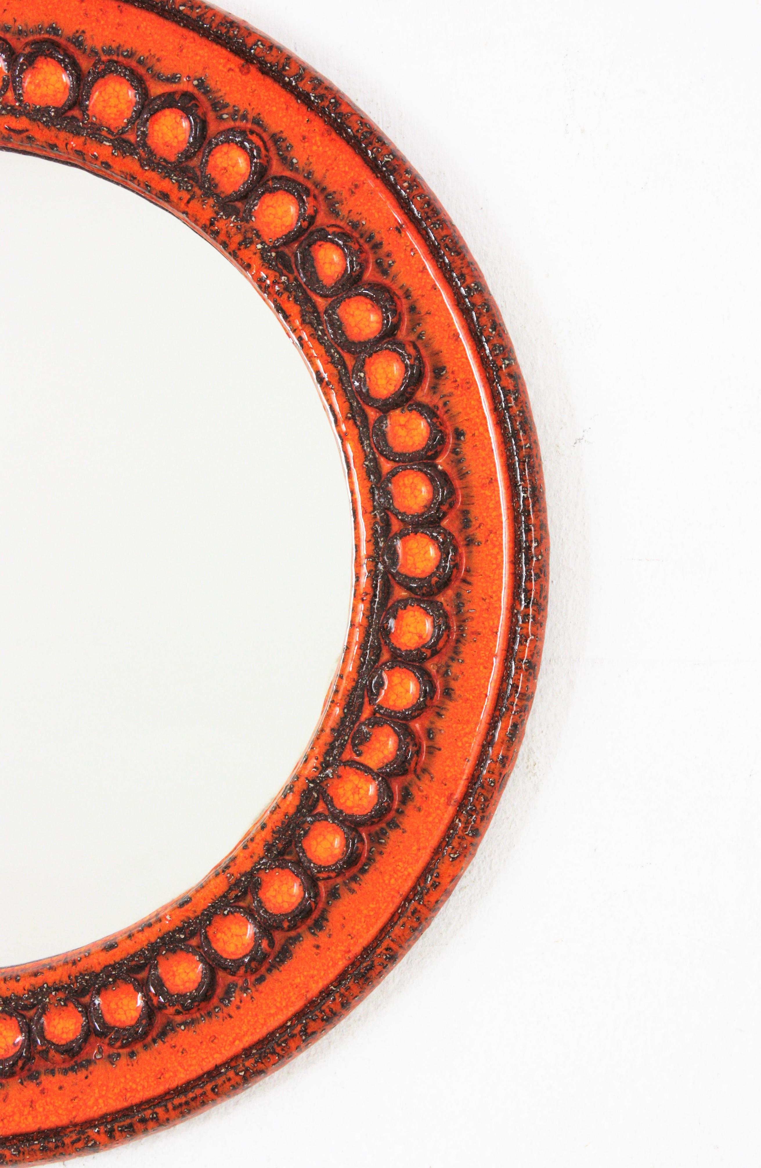 Orange Ceramic Mirror by Villeroy & Boch, 1970 In Excellent Condition For Sale In Barcelona, ES