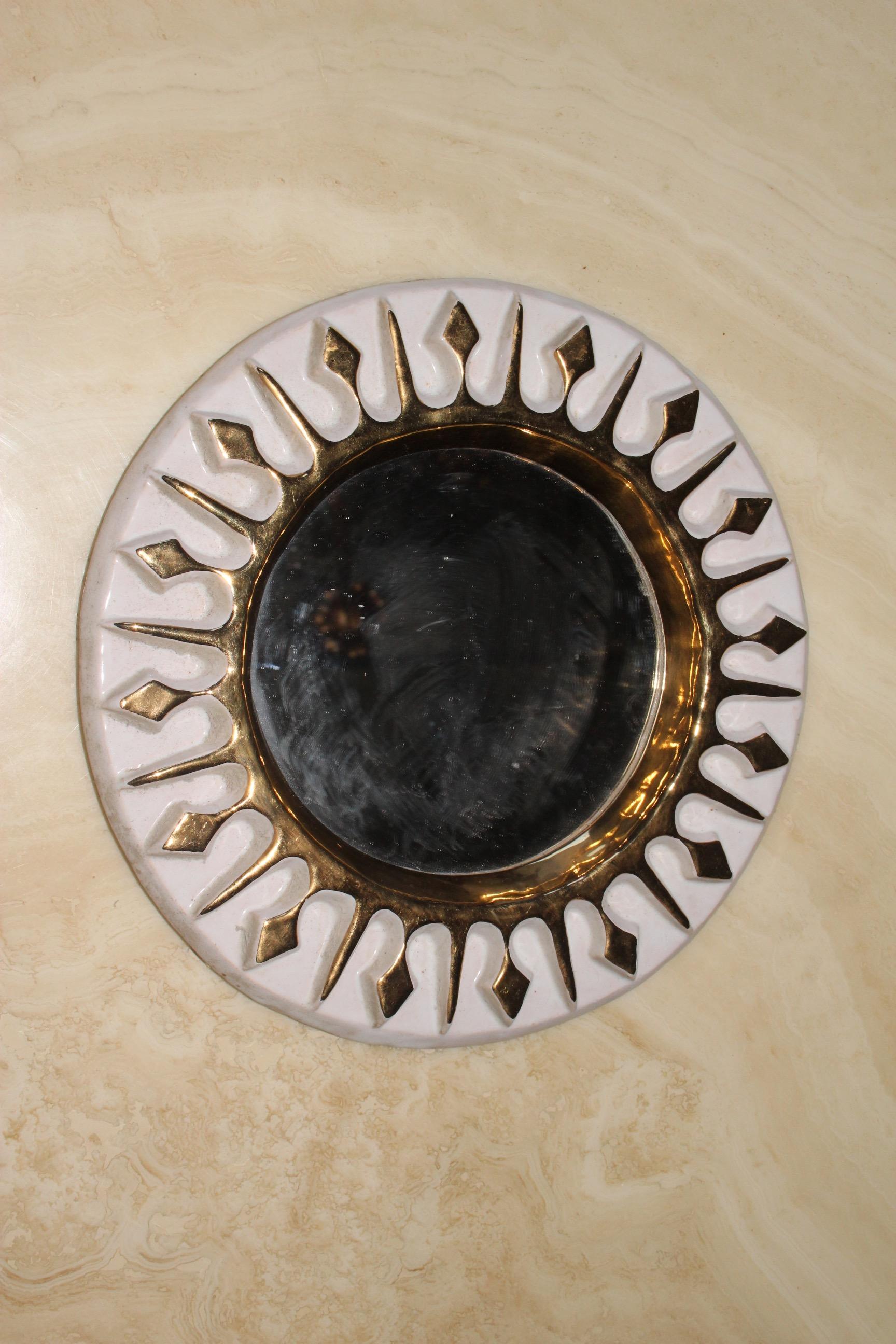 Round Ceramic Mirror In Good Condition In grand Lancy, CH