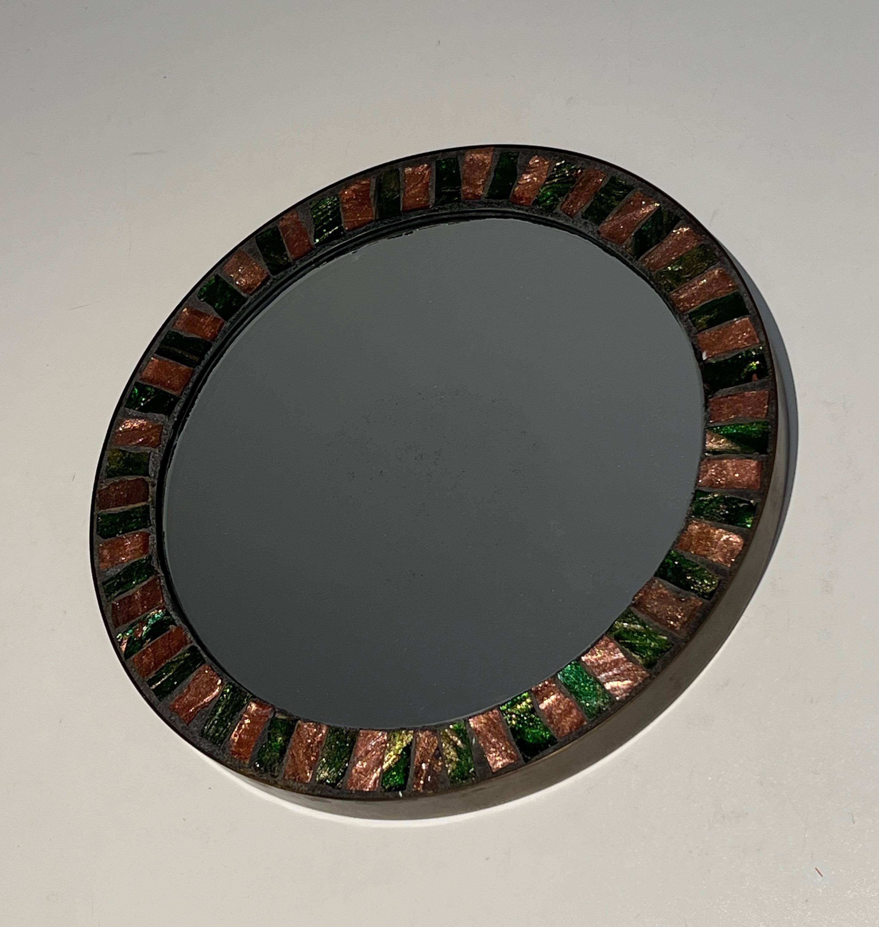 Round Ceramic Mirror. French Work. Circa 1950 For Sale 5