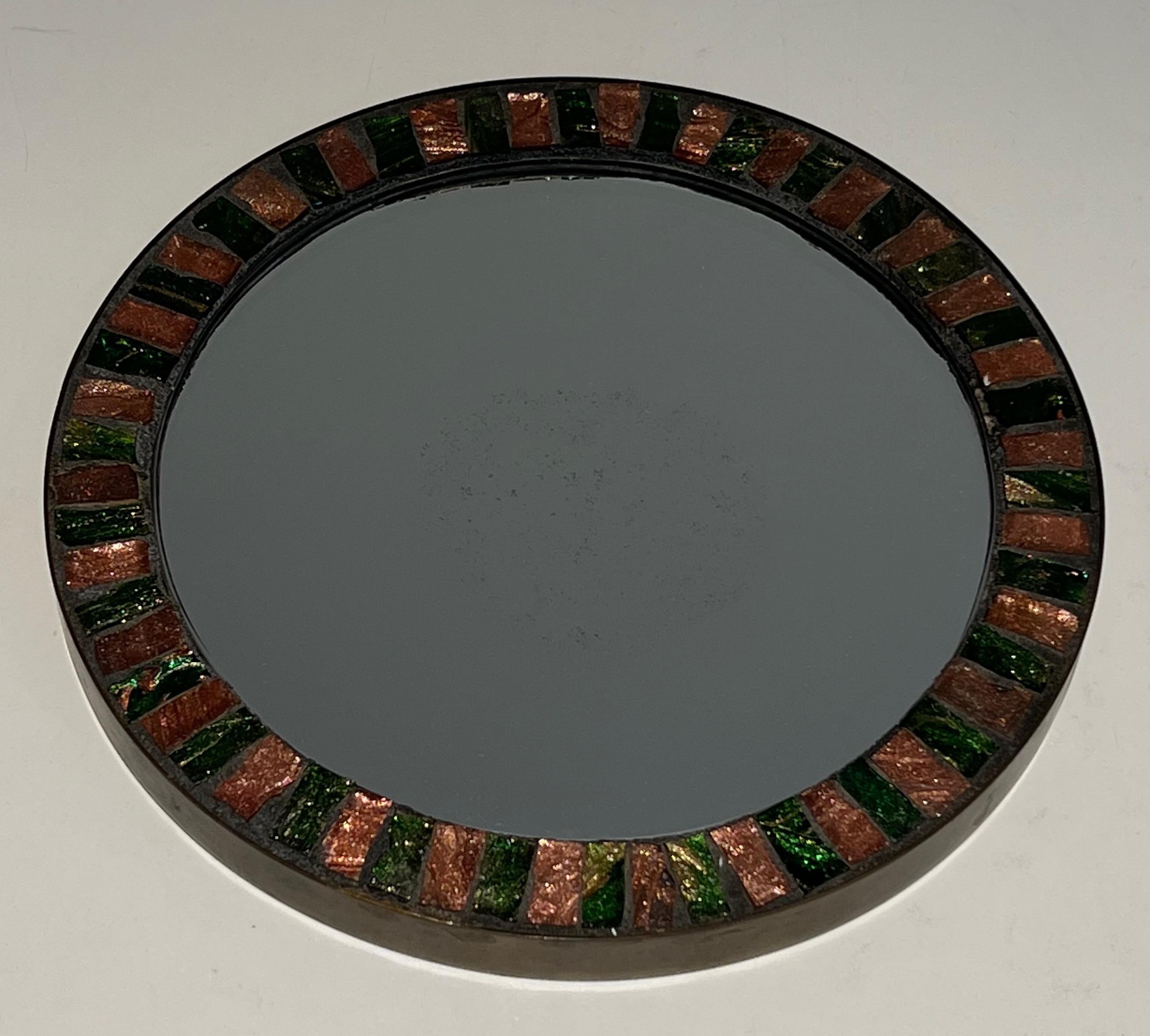 Round Ceramic Mirror. French Work. Circa 1950 For Sale 7