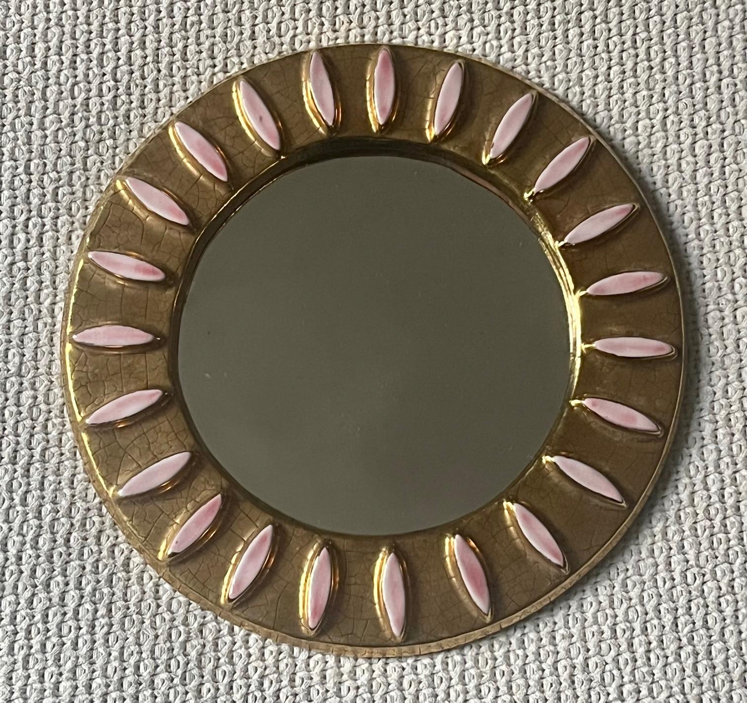 French Round ceramic mirror 