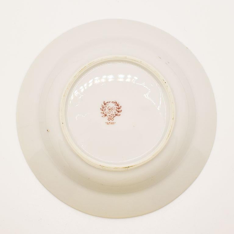 American Classical Round Ceramic Pink and Gold Pheasant Ashtray or Trinket Dish, Yoko Boeki Japan For Sale