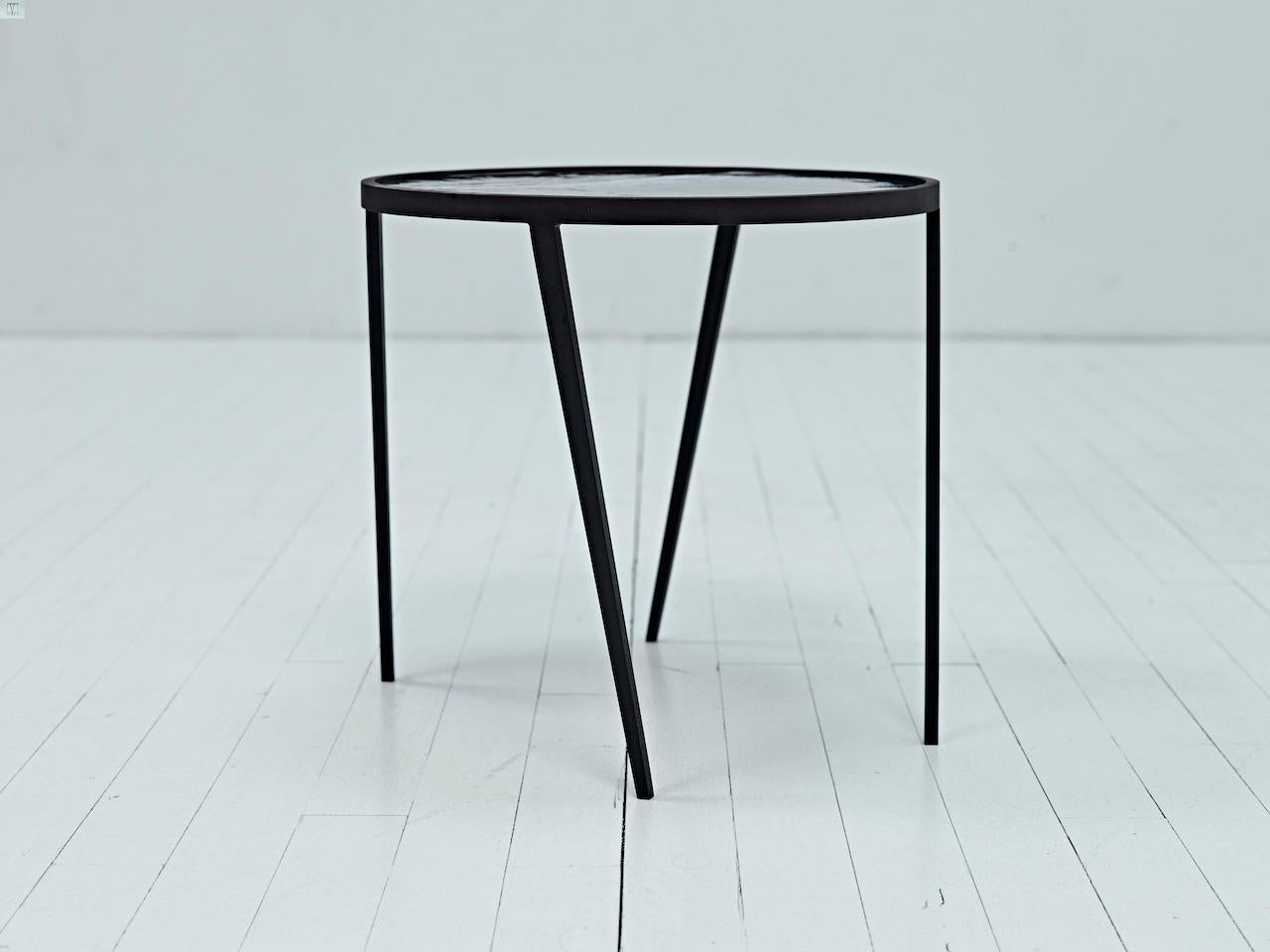 Side Table Origine Ceramic with Lacquered Steel Legs by Benjamin Poulanges For Sale 6