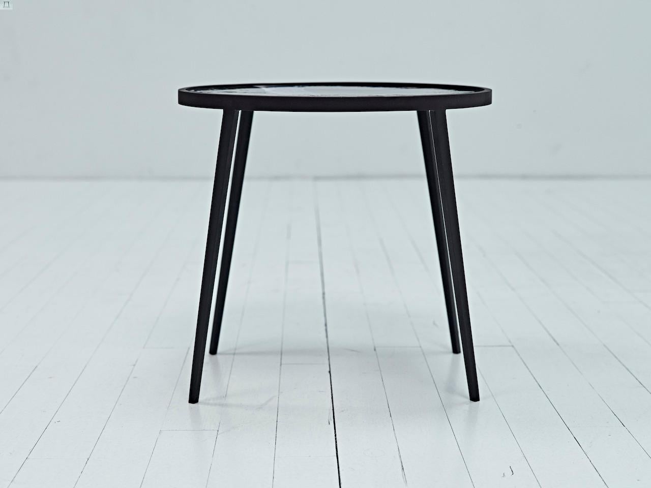 Side Table Origine Ceramic with Lacquered Steel Legs by Benjamin Poulanges For Sale 7