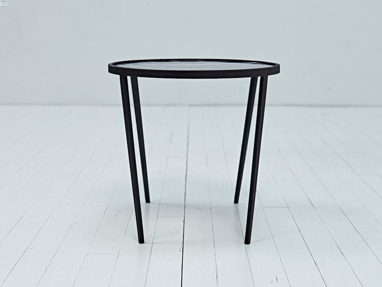 Side Table Origine Ceramic with Lacquered Steel Legs by Benjamin Poulanges For Sale 8