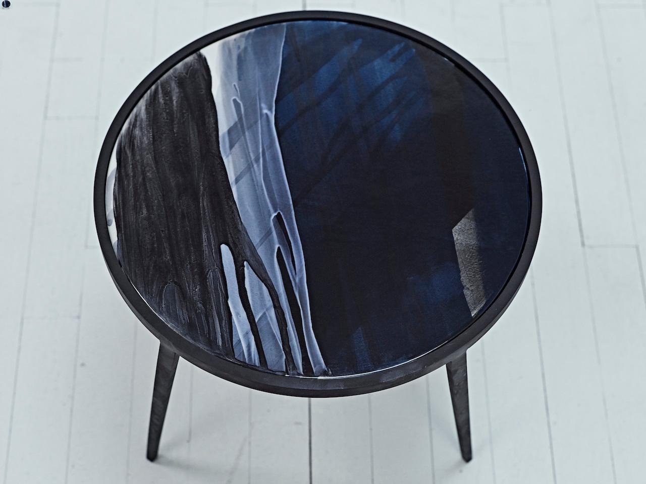 Side Table Origine Ceramic with Lacquered Steel Legs by Benjamin Poulanges For Sale 3